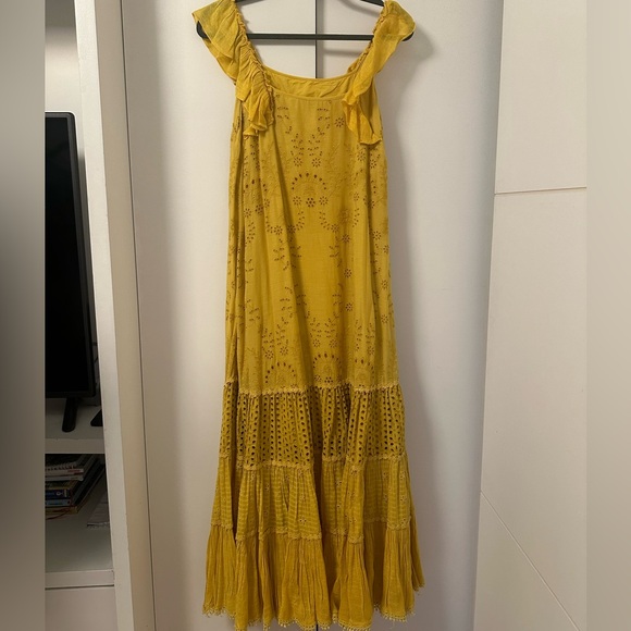 Mustard Yellow Ruffled Off the Shoulder Sundress - Picture 1 of 5